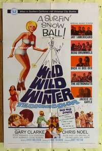 w898 WILD WILD WINTER one-sheet movie poster '66 rock & roll, sexy skiier!