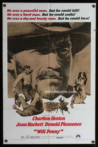 w901 WILL PENNY one-sheet movie poster '68 Charlton Heston, Joan Hackett