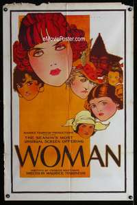 w909 WOMAN one-sheet movie poster '18 striking Burton Rice stone litho!