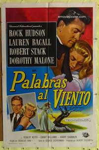 w915 WRITTEN ON THE WIND Spanish/U.S. one-sheet movie poster '56 Hudson, Bacall