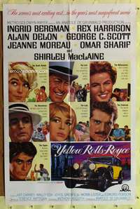 w917 YELLOW ROLLS-ROYCE one-sheet movie poster '65 Ingrid Bergman, Delon