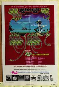 w919 YESSONGS one-sheet movie poster '75 Yes! Quadraphonic Sound!