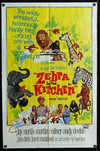 w929 ZEBRA IN THE KITCHEN one-sheet movie poster '65 Jay North & animals!