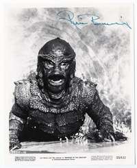 y291 RICOU BROWNING signed repro 8x10 movie still '70s as Gill Man!