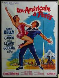 z002 AMERICAN IN PARIS French one-panel movie poster R60s Roger Soubie art!