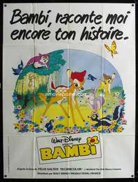 z018 BAMBI French 1p R1980s Walt Disney cartoon deer classic, great art with Thumper & Flower!