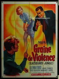 z004 BLACKBOARD JUNGLE French one-panel movie poster '55 Roger Soubie art!