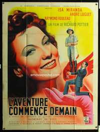 z052 L'AVENTURE COMMENCE DEMAIN French one-panel movie poster '48 cool art!