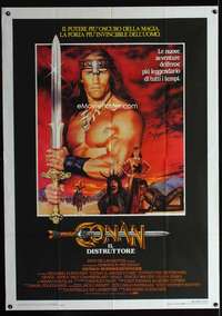 z446 CONAN THE DESTROYER Italian one-panel movie poster '84 Schwarzenegger