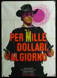 z475 FOR $1000 A DAY Italian one-panel movie poster '66 cool spaghetti art!
