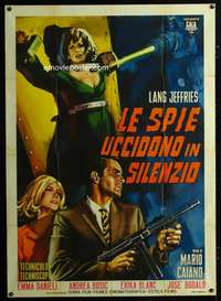 z526 SPIES STRIKE SILENTLY Italian one-panel movie poster '66 sexy!