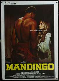 z531 MANDINGO Italian one-panel movie poster '75 sexy interracial image!