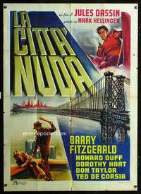 z537 NAKED CITY Italian one-panel movie poster '47 Jules Dassin, Cremo art!