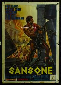 z558 SAMSON Italian one-panel movie poster '61 cool Martinati art!
