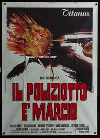 z567 SHOOT FIRST DIE LATER Italian one-panel movie poster '74 wild art!