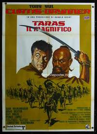 z580 TARAS BULBA Italian one-panel movie poster R70s Tony Curtis, Brynner