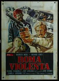 z592 VIOLENT CITY Italian one-panel movie poster '75 Richard Conte, Merli