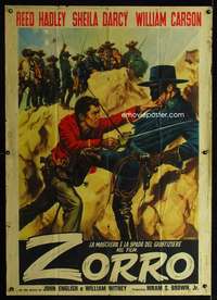 z599 ZORRO'S FIGHTING LEGION Italian one-panel movie poster R63 Casaro art!
