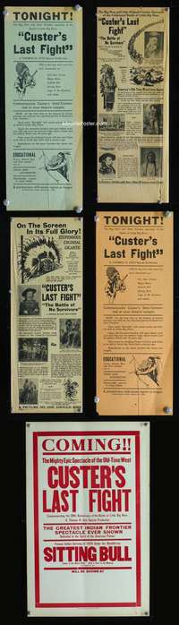 z133 CUSTER'S LAST FIGHT window card & 3 heralds movie poster R25 Sitting Bull
