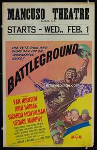 z106 BATTLEGROUND window card movie poster '49 Van Johnson, World War II!