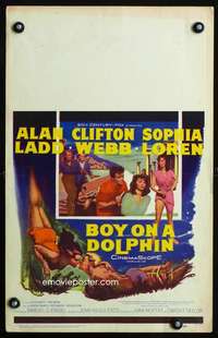 z117 BOY ON A DOLPHIN window card movie poster '57 Alan Ladd, Sophia Loren