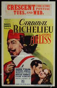 z124 CARDINAL RICHELIEU window card movie poster '35 George Arliss, O'Sullivan