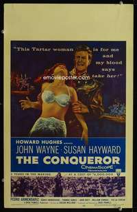 z130 CONQUEROR window card movie poster '56 John Wayne, Susan Hayward
