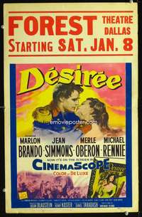 z139 DESIREE window card movie poster '54 Marlon Brando, Jean Simmons
