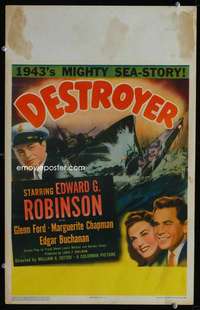 z140 DESTROYER window card movie poster '43 Edward G. Robinson, Navy ships!
