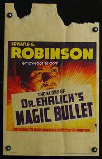 z144 DR EHRLICH'S MAGIC BULLET window card movie poster '40 Edward G Robinson