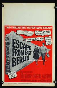 z147 ESCAPE FROM EAST BERLIN window card movie poster '62 Robert Siodmak