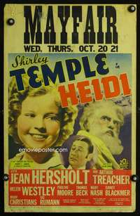 z178 HEIDI window card movie poster '37 Spyri, Shirley Temple classic!