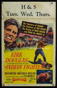 z192 INDIAN FIGHTER window card movie poster '55 Kirk Douglas, Martinelli