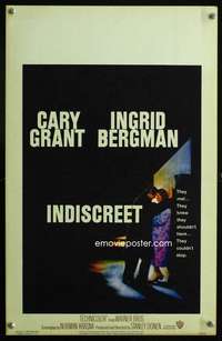 z193 INDISCREET window card movie poster '58 Cary Grant, Ingrid Bergman