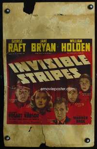 z196 INVISIBLE STRIPES window card movie poster '39 Humphrey Bogart, Holden