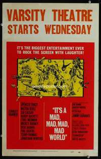 z198 IT'S A MAD, MAD, MAD, MAD WORLD paperbacked window card movie poster '64