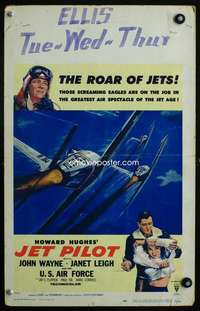 z199 JET PILOT window card movie poster '57 John Wayne, Howard Hughes