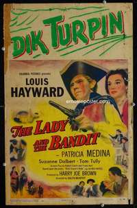 z211 LADY & THE BANDIT window card movie poster '51 Louis Hayward, Medina