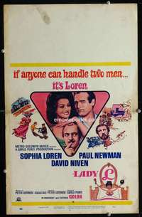 z212 LADY L window card movie poster '66 Sophia Loren, Paul Newman, Niven