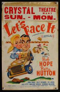 z217 LET'S FACE IT window card movie poster '43 Bob Hope, Betty Hutton
