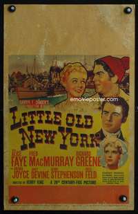 z222 LITTLE OLD NEW YORK window card movie poster '39 Alice Faye, MacMurray