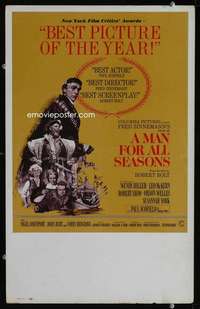 z231 MAN FOR ALL SEASONS window card movie poster '67 Paul Scofield, Shaw
