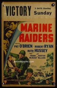 z232 MARINE RAIDERS window card movie poster '44 Pat O'Brien, Robert Ryan