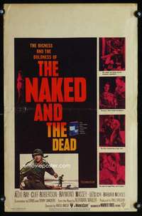 z244 NAKED & THE DEAD window card movie poster '58 Norman Mailer, Aldo Ray