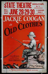 z254 OLD CLOTHES window card movie poster '25 art of rag man Jackie Coogan!