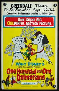 z256 ONE HUNDRED & ONE DALMATIANS window card movie poster '61 Disney classic!