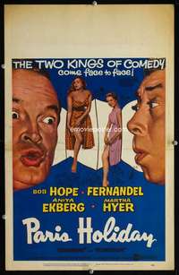 z261 PARIS HOLIDAY window card movie poster '58 Bob Hope, sexy Anita Ekberg!