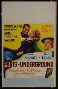 z262 PARIS-UNDERGROUND window card movie poster '45 Constance Bennett, Fields