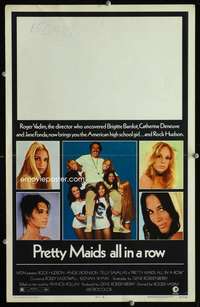 z271 PRETTY MAIDS ALL IN A ROW window card movie poster '71 Rock Hudson