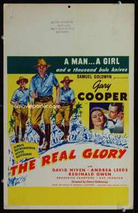 z279 REAL GLORY window card movie poster '39 Gary Cooper, David Niven